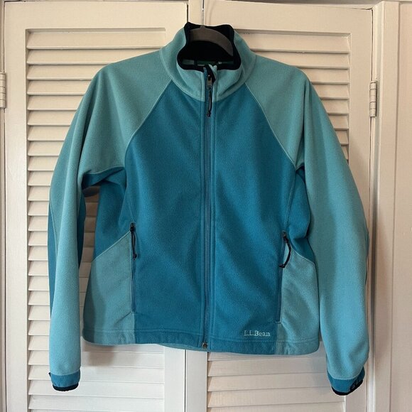 L.L. Bean women's fleece jacket liner small blue two-tone snow winter - Picture 1 of 9